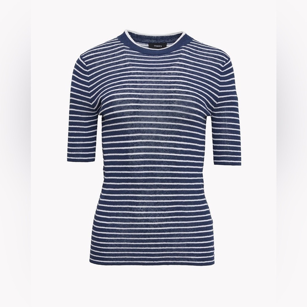 Theory Linen Stripe Tee